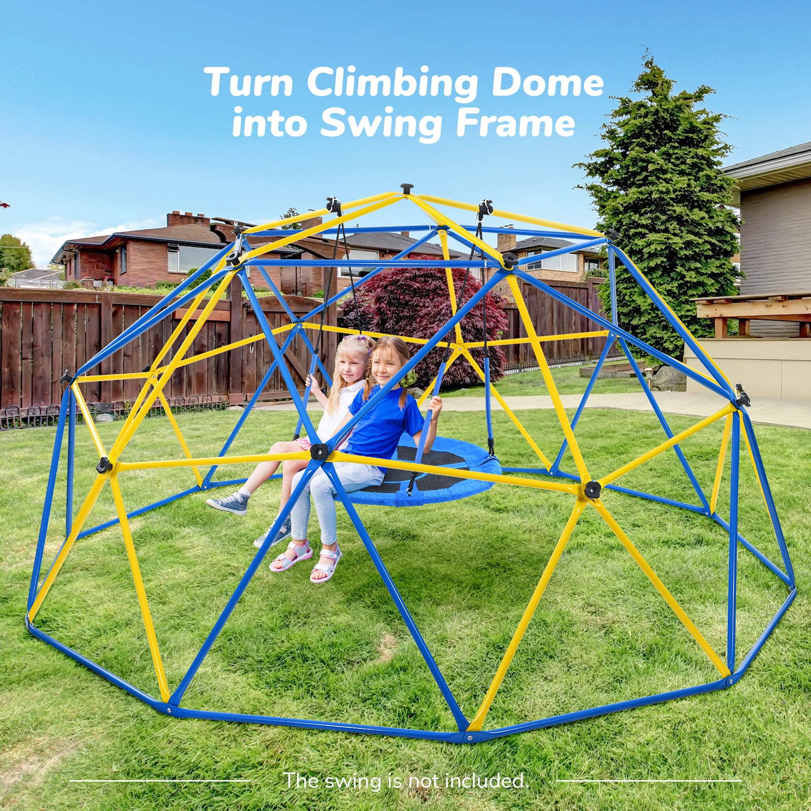 JUGADER 10' Climbing Dome with Swing and Hammock for Kids