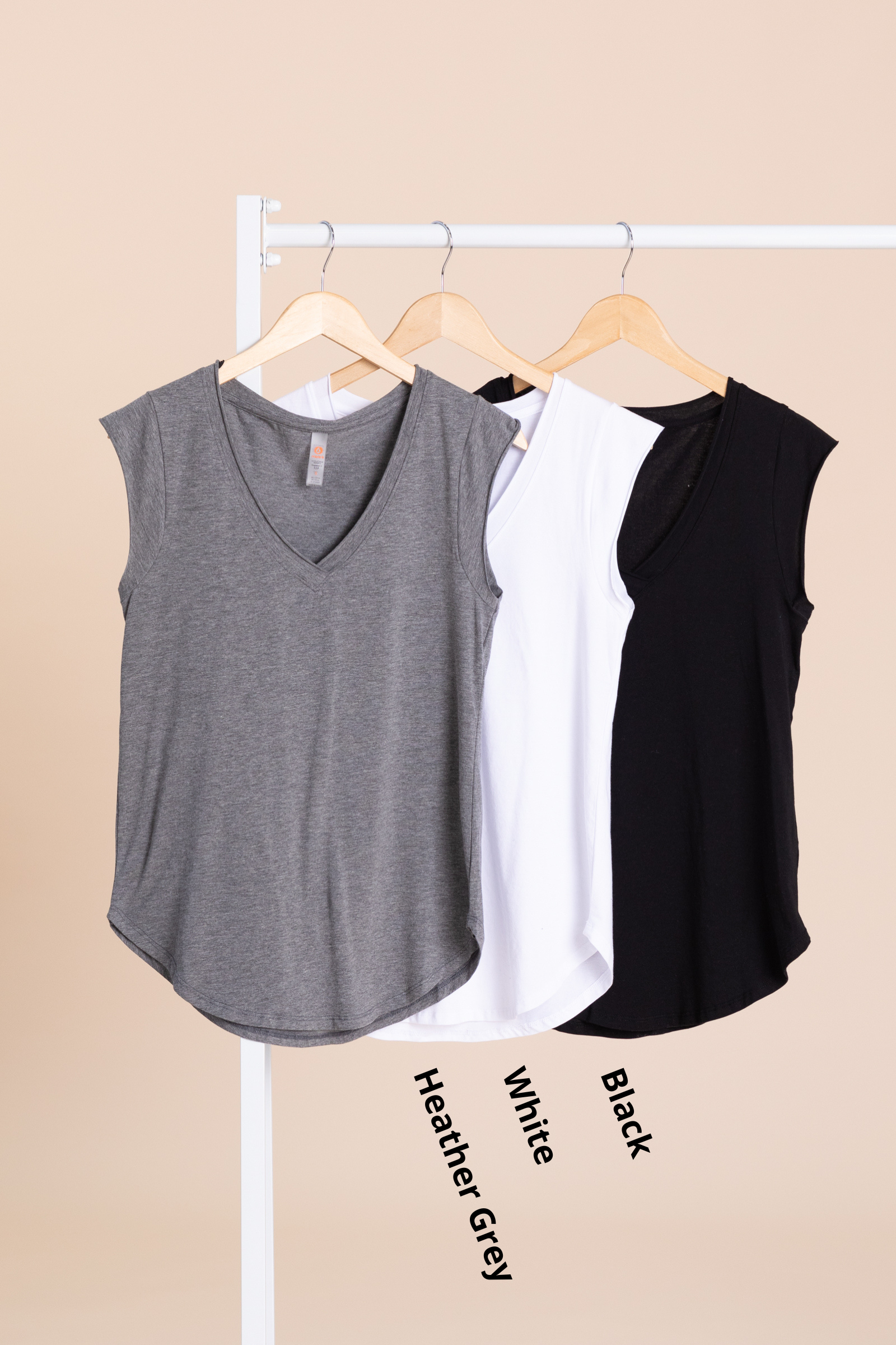 V-Neck Knit Tee With Curved Hem