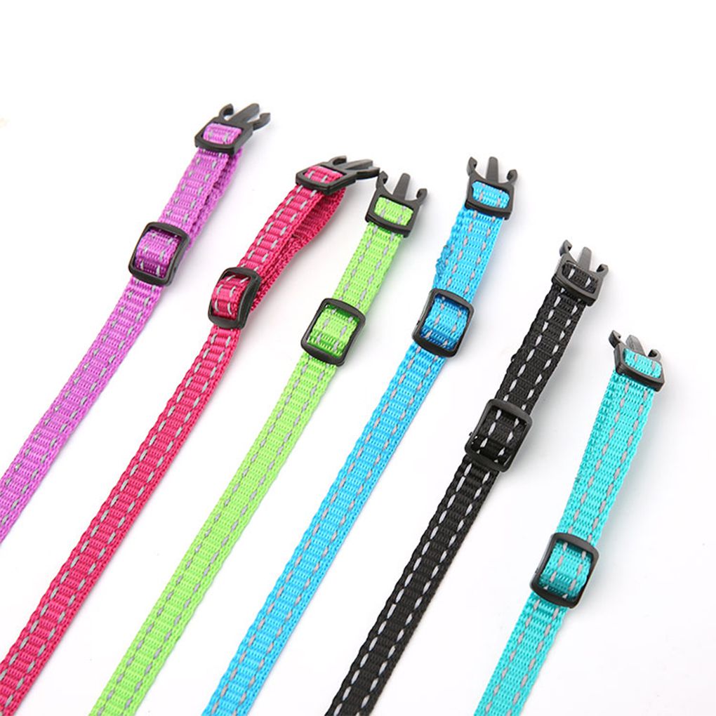 Reflective Cat Collar with Bell Nylon Pet Neck Belt Collar Strip Puppy Neck Rope Cord Fabric