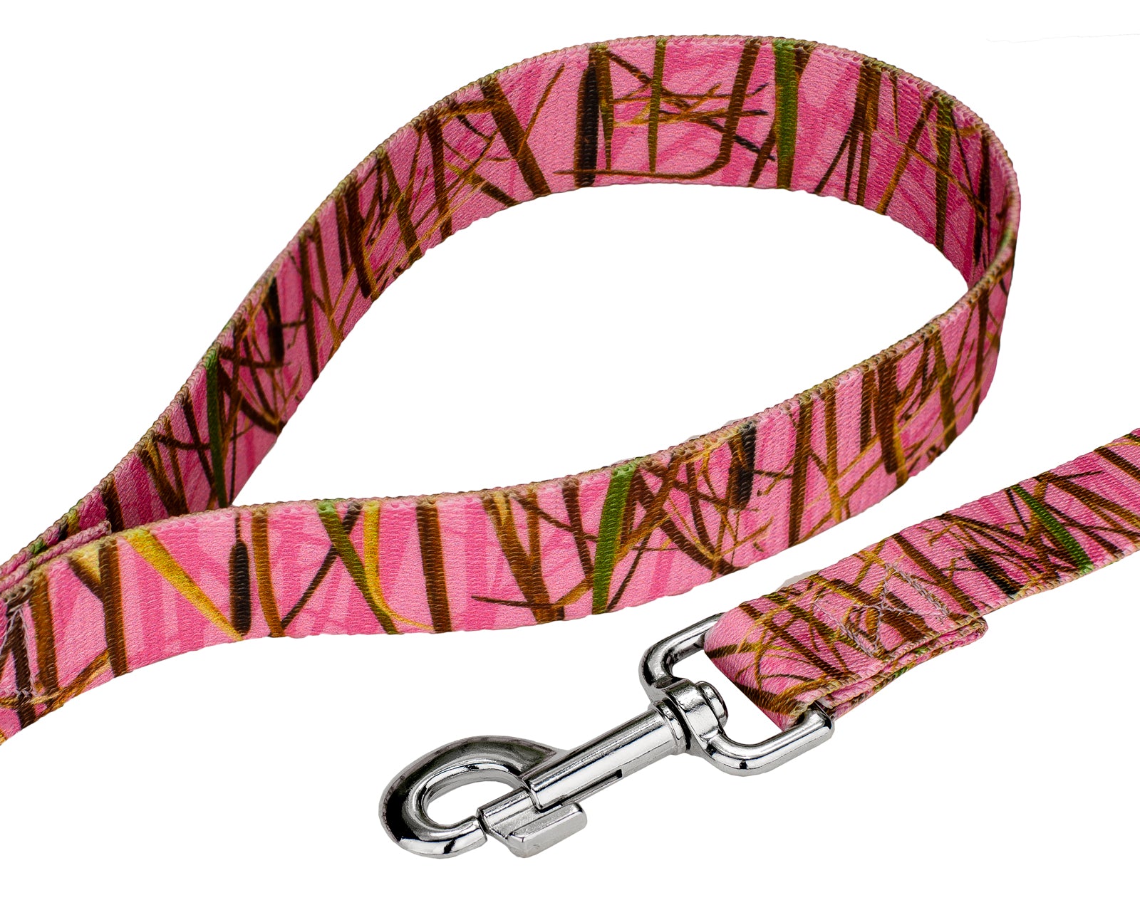 Country Brook Petz® Premium Pink Waterfowl Camo Dog Collar and Leash， Medium