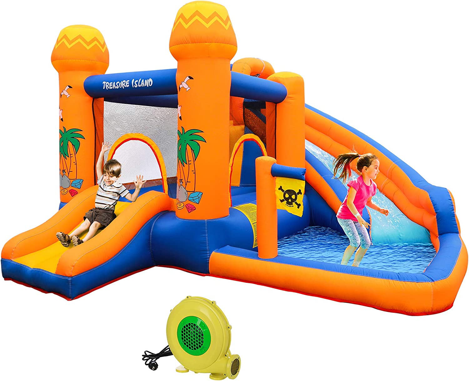 Pirecart Kids Inflatable Bounce House Water Slide Jumping Castle with Blower