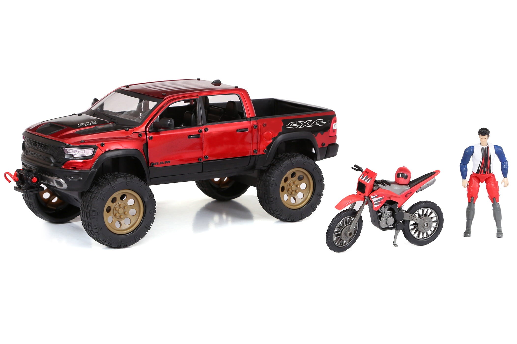 Adventure Force Free Wheeling Metal Vehicle Playset RAM Truck， Bike Child 3 and up