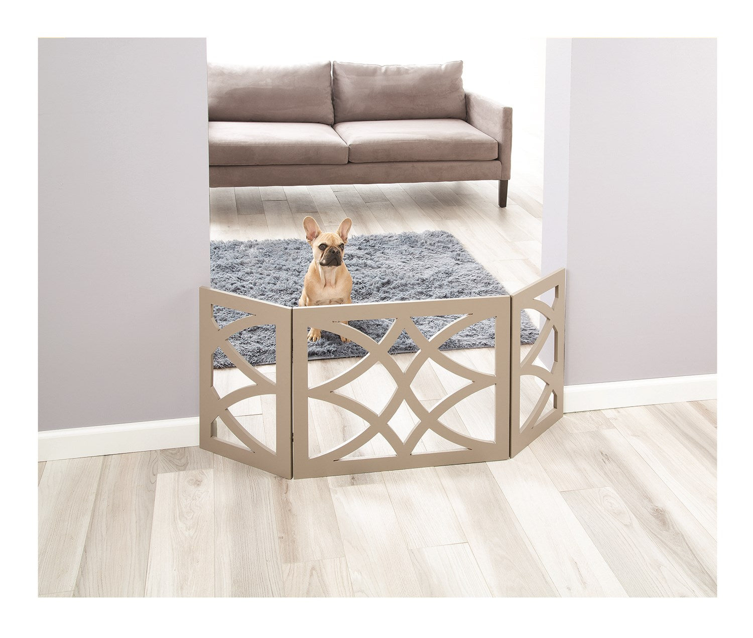 212 Main 5219 Wooden 3-Section Folding Pet Gateand#44; Grey