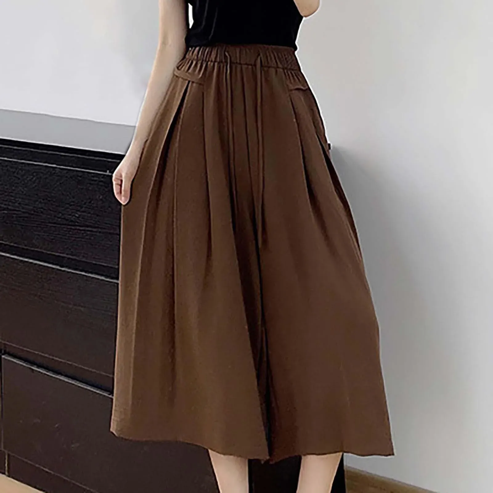 2023 Summer Thin Casual High Waist Large Size Slim Ice Silk Wide Leg