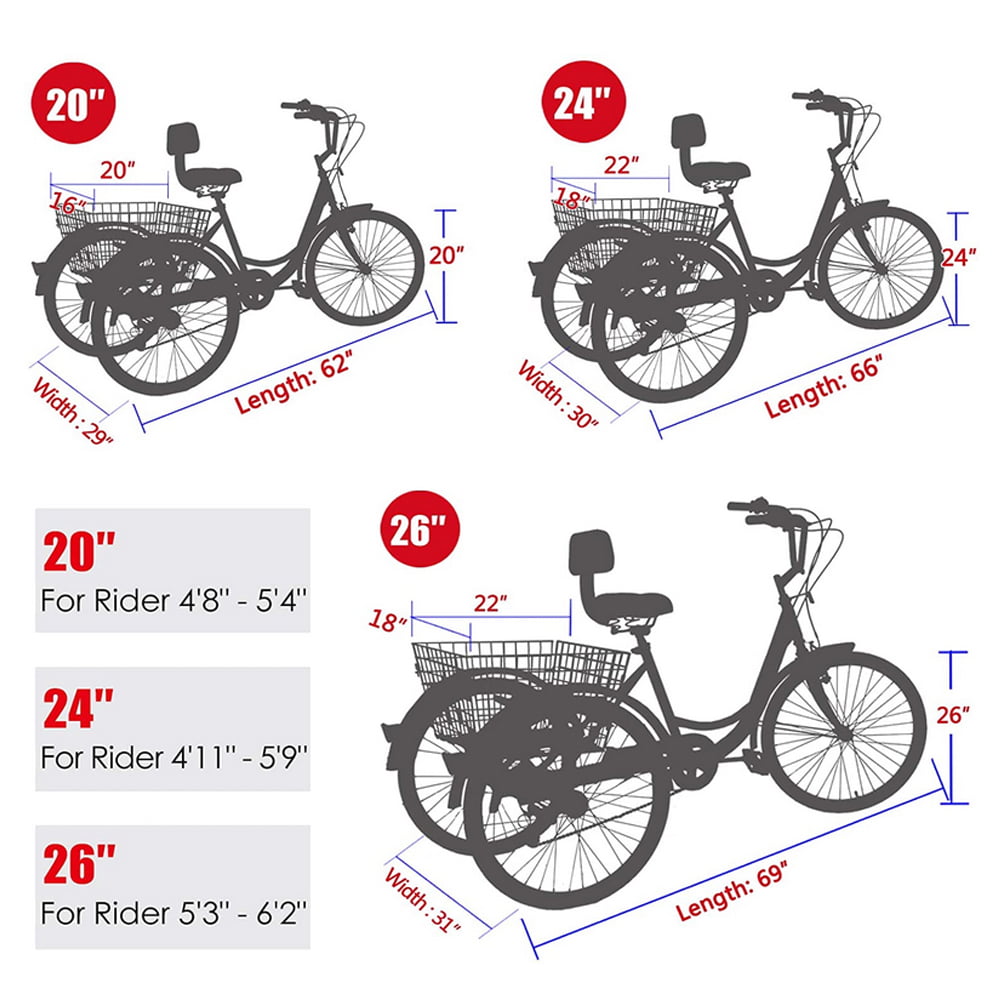 Lilypelle Adult Tricycle bike for Women Seniors Men，1/7 Speed 16/24/26 Inch 3 Wheel bicycles Trike Bikes Cruiser with Low-Step Through Frame/Large Basket/Wider Seat