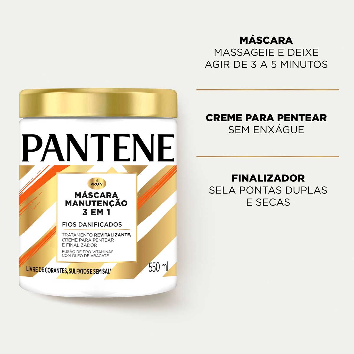 Mascara Pantene Pro-Vitaminas 3 em 1 Manutencao 550ml