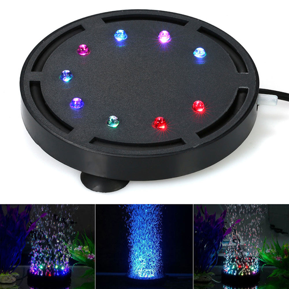 Aquarium Underwater LED Light Air Bubble Stone Colorful For Fish Tank Round Lamp With 12 Color Changing LED Light