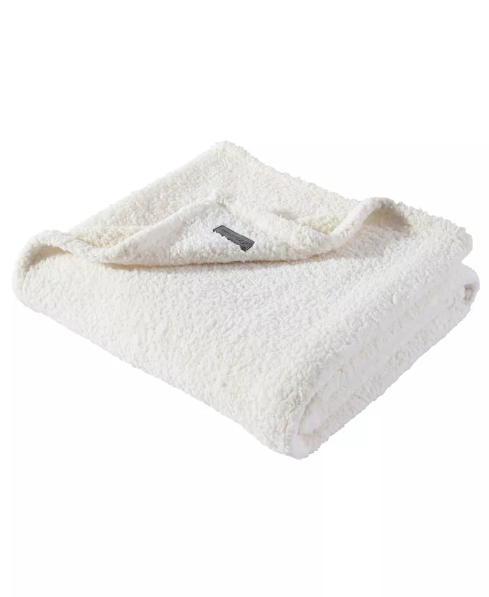 Eddie Bauer Solid Mingled Sherpa Fleece Reversible Throw， 60