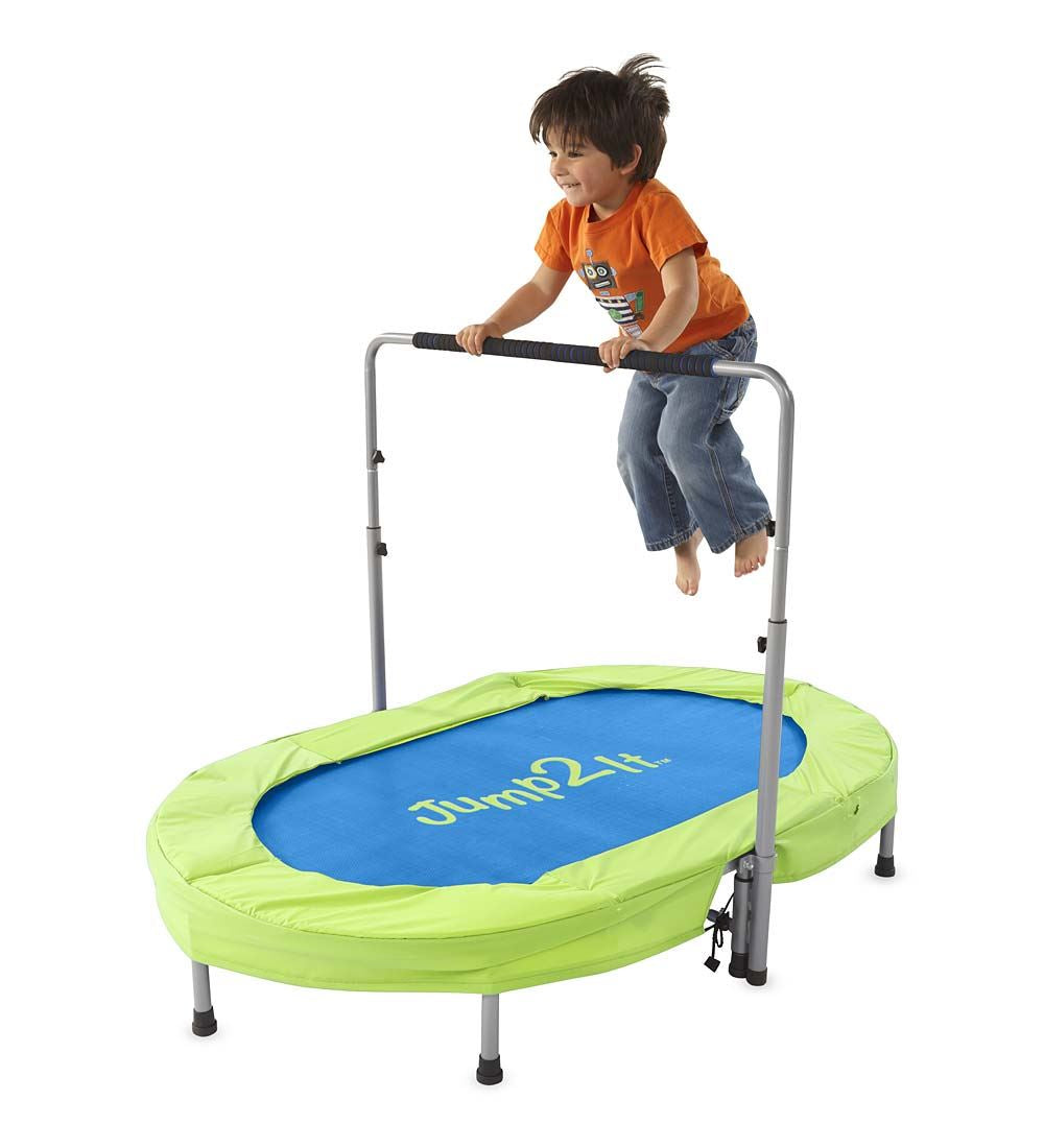 HearthSong Jump2It Indoor Trampoline with Adjustable Handle， Holds Up to 180 lbs