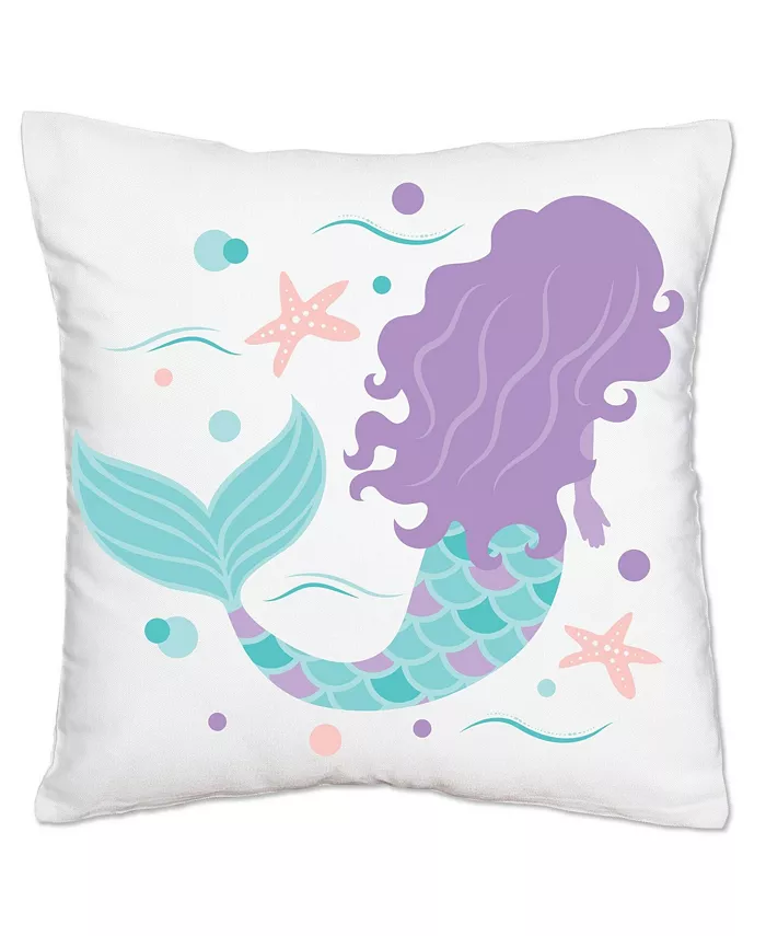 Big Dot of Happiness Let's Be Mermaids - Home Decorative Cushion Case - Throw Pillow Cover 16 x 16 In