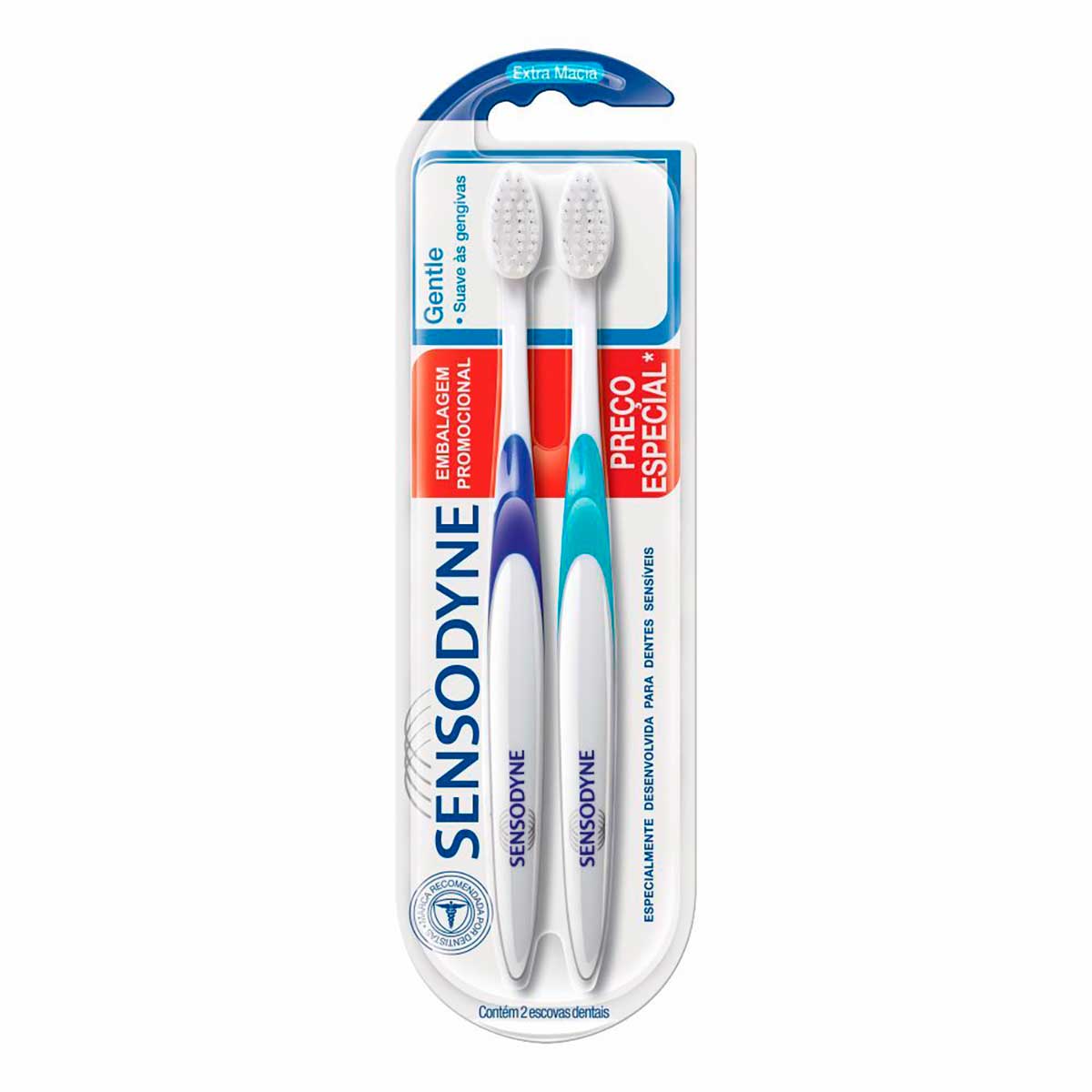 Kit Promocional 2 Escovas Dentais para Dentes Sensiveis Sensodyne Gentle