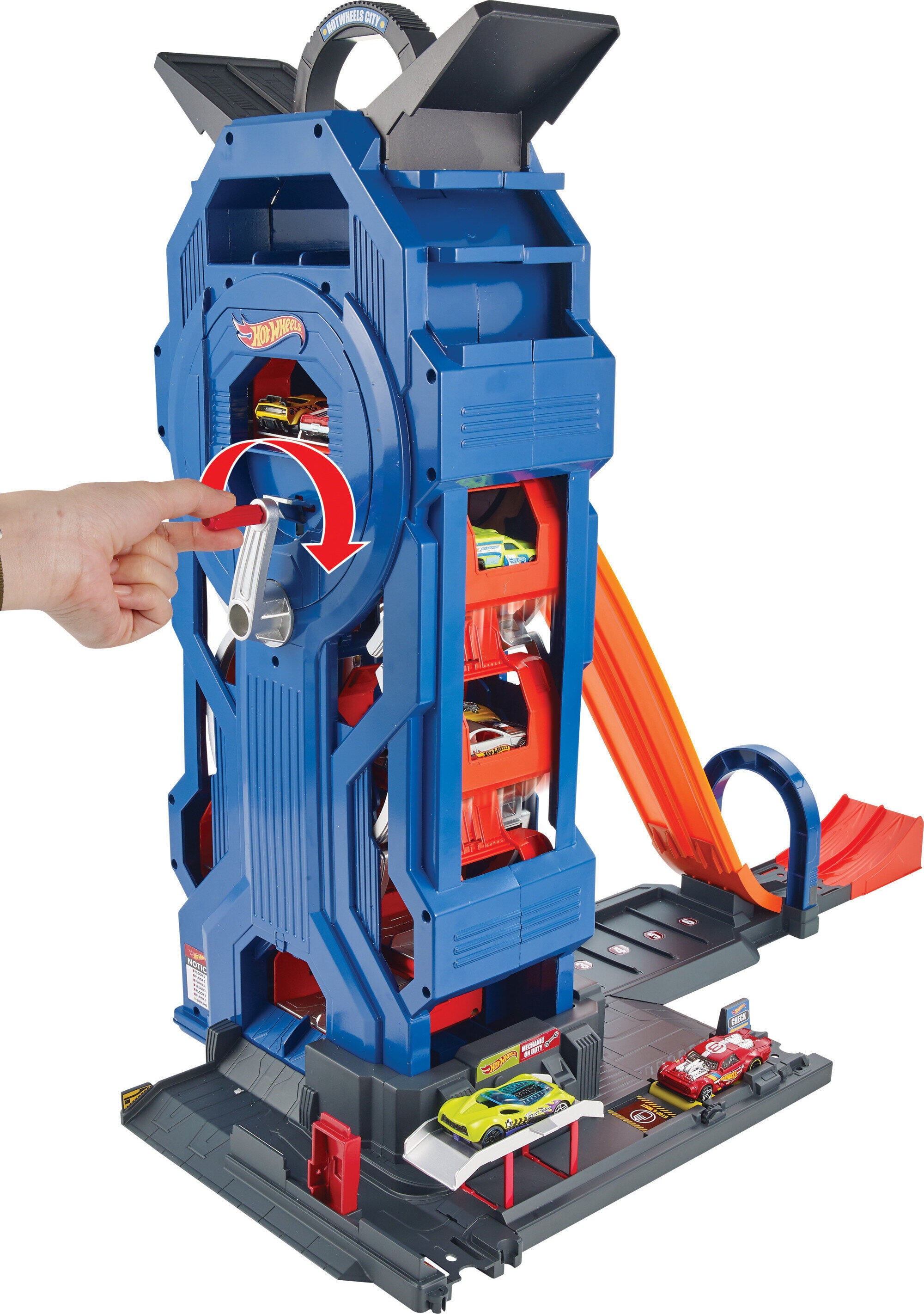 Hot Wheels Mega Garage Toy Car Track and Playset， Stores 35+ 1:64 Scale Vehicles