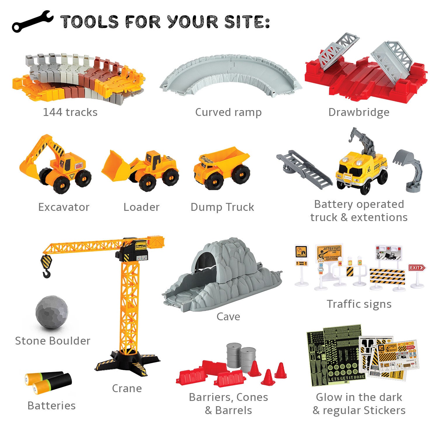 JitteryGit Truck Construction Race STEM Car Track Toy for Kids | Toy Trucks Gift for Boys Girls Toddlers Ages 3 4 5 6 7