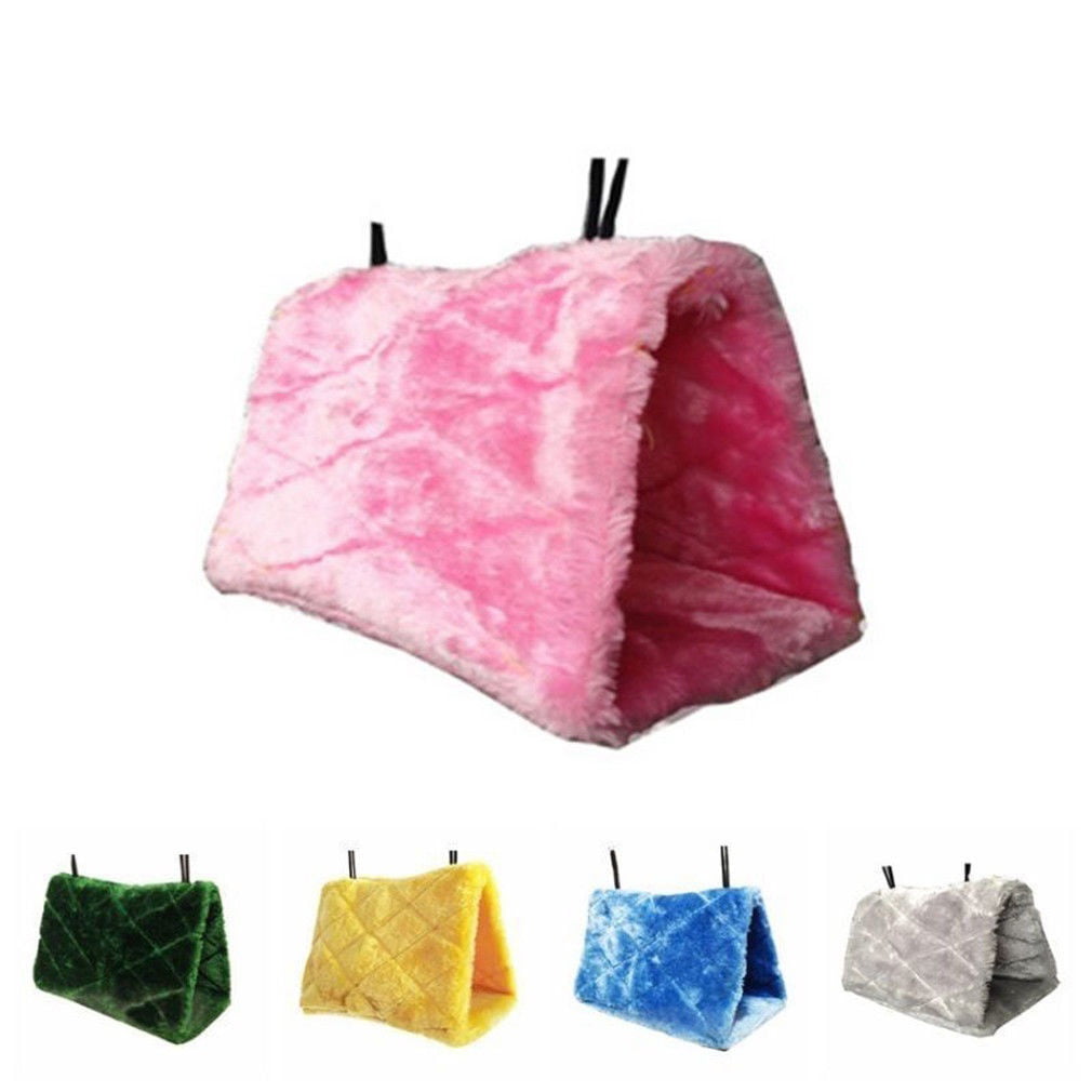 Plush Hammock Hanging Cave Cage Hut Tent Bed Bird Parrot Conure Toy