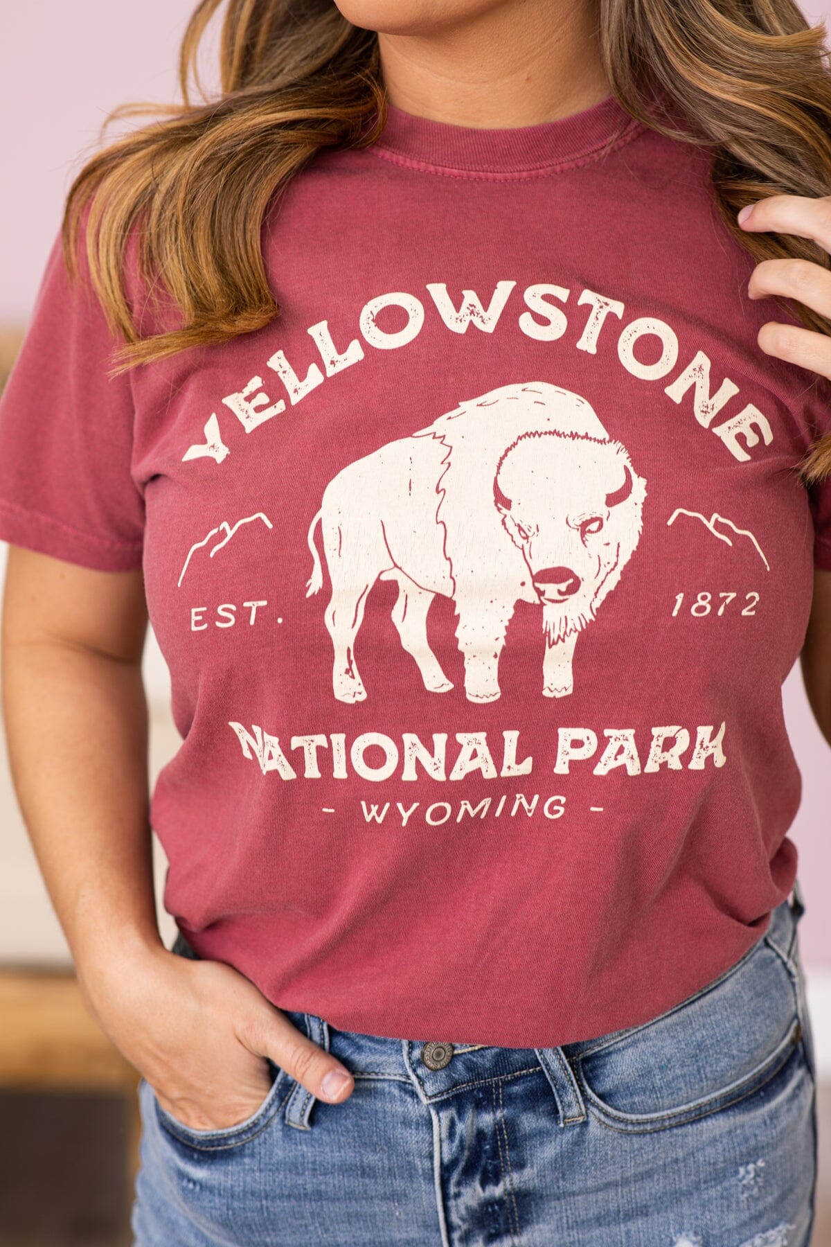 Wine Washed Yellowstone Park Graphic Tee