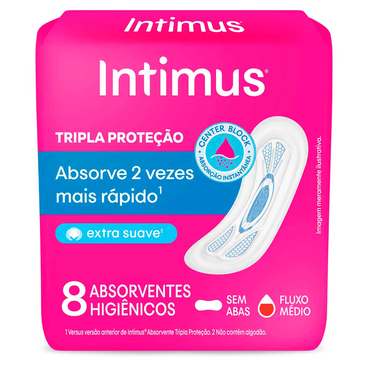 Absorvente Tripla Protecao Suave sem Abas Intimus 8 Unidades
