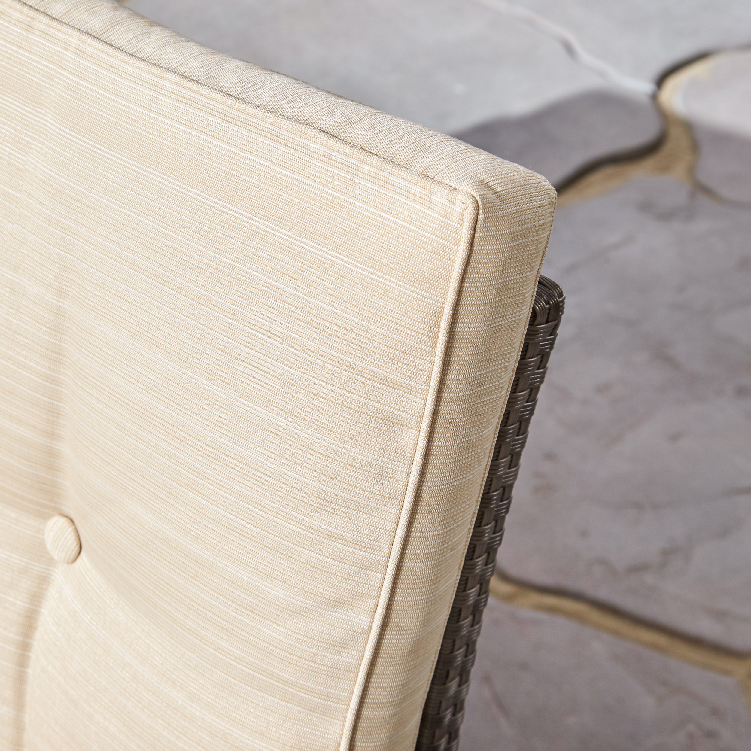 Roswell Outdoor 7 Seater Wicker Chat Set with Wood Finished Fire Pit