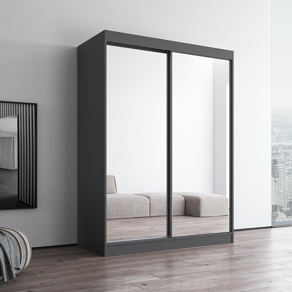 Copper Grove Parasol Modern Glossy Mirrored 2-door Wardrobe Armoire - - 29338073