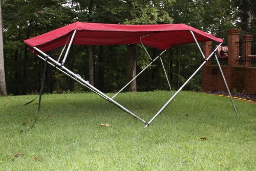 Burgundy Pontoon / Deck Boat Vortex 4 Bow Bimini Top 8' Long， 91-96