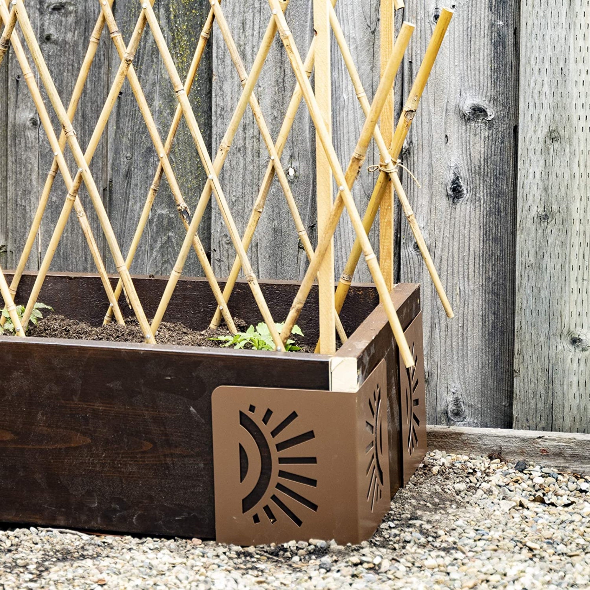 Bloom 11021BL Sun Instabrace Flower Garden Bed Corners, 9.5 Brown (4 Pack)