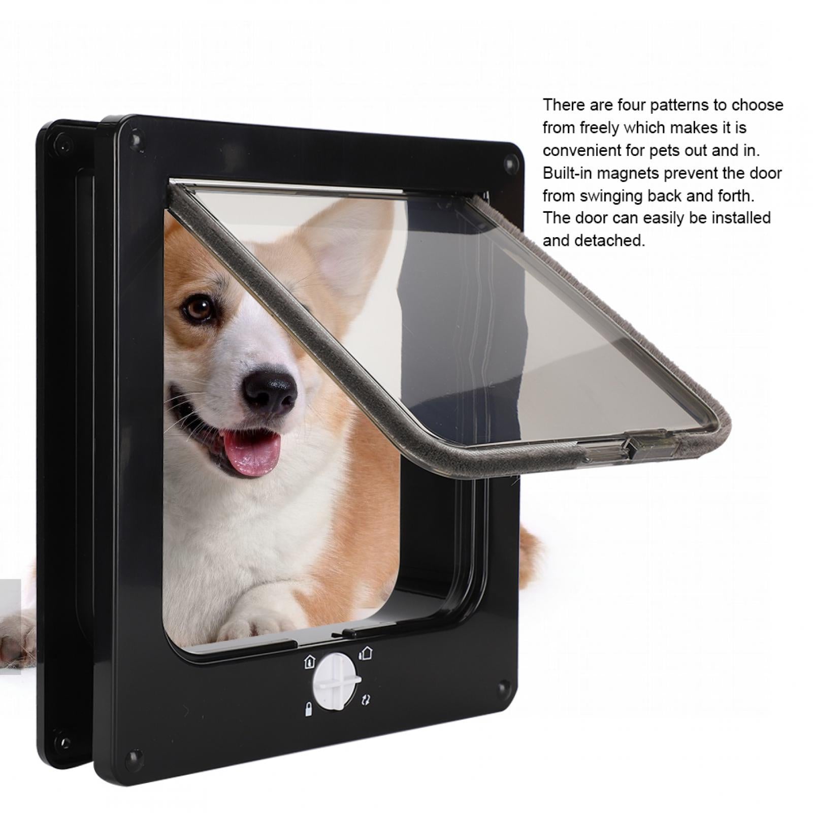 Intelligent Control Door Flap Door With Four Way Lockable Pet Door， Pet Door， For Cat L Black