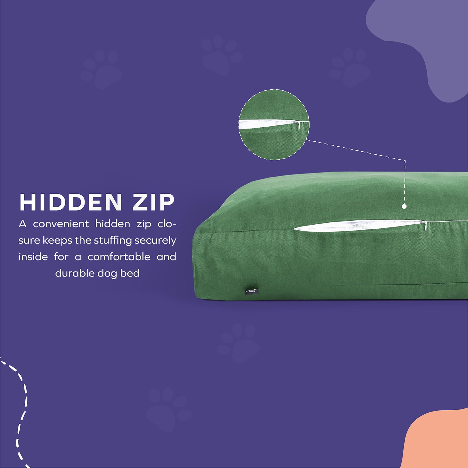 PawTex Olive Green Thick Rectangular Dog Bed Durable Pet Sleeping Cushion Dog and Cat Beds with Removable Washable Cover 27x36