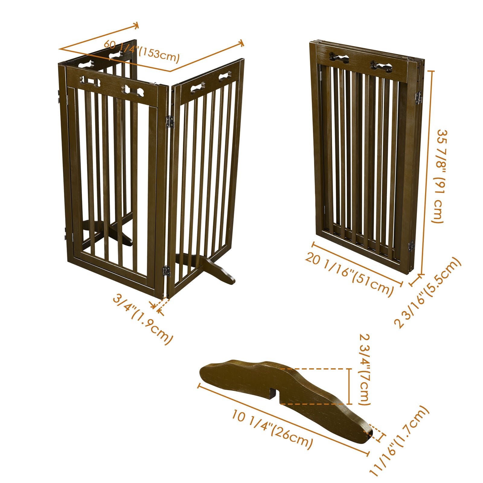 Folding Pet Gate Wooden Dog Fence 60