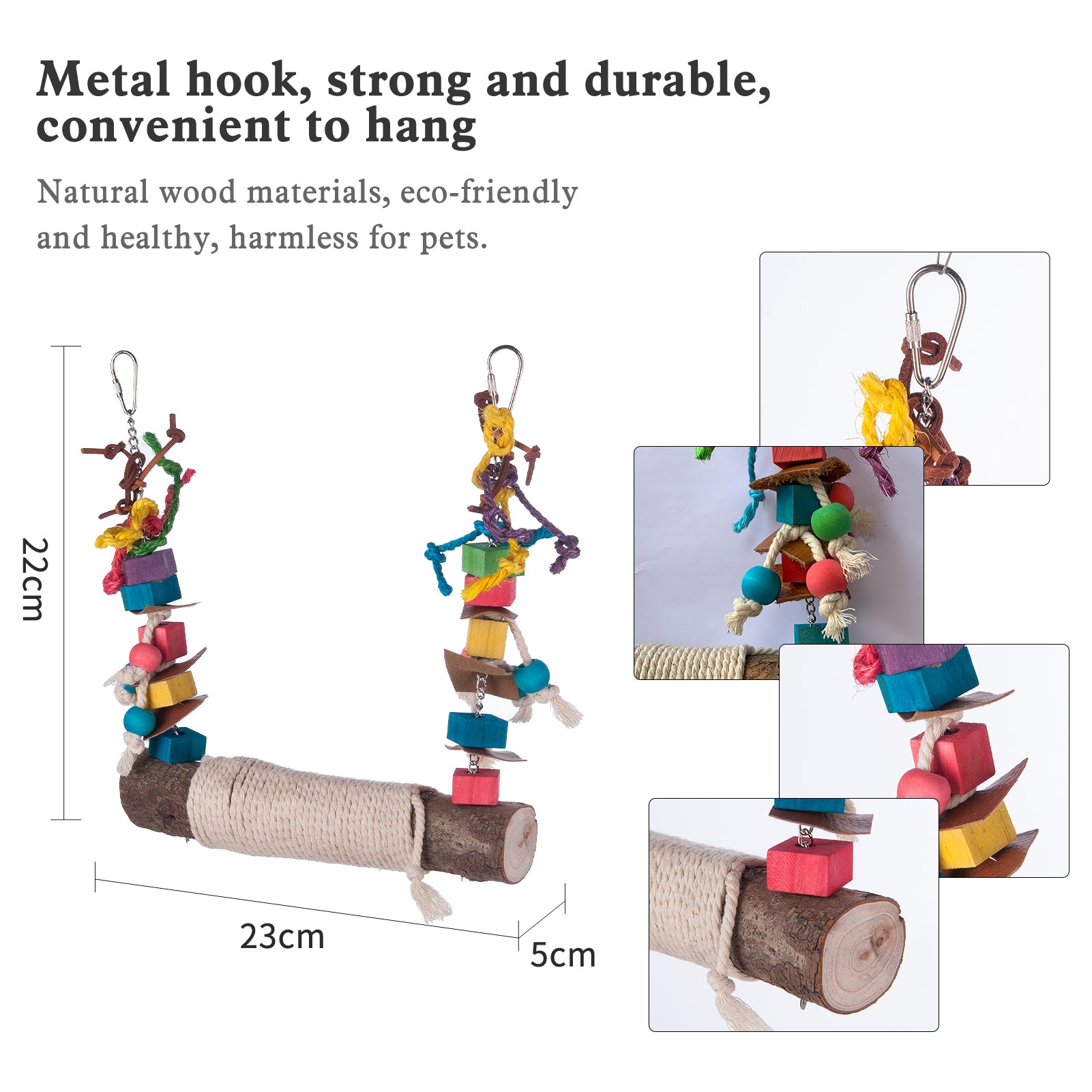 Bird Swing Perch for Birds Chewing Toy Parrot Chew Toy Bird Cage Hanging Training Toy Accessories for Large Medium Birds