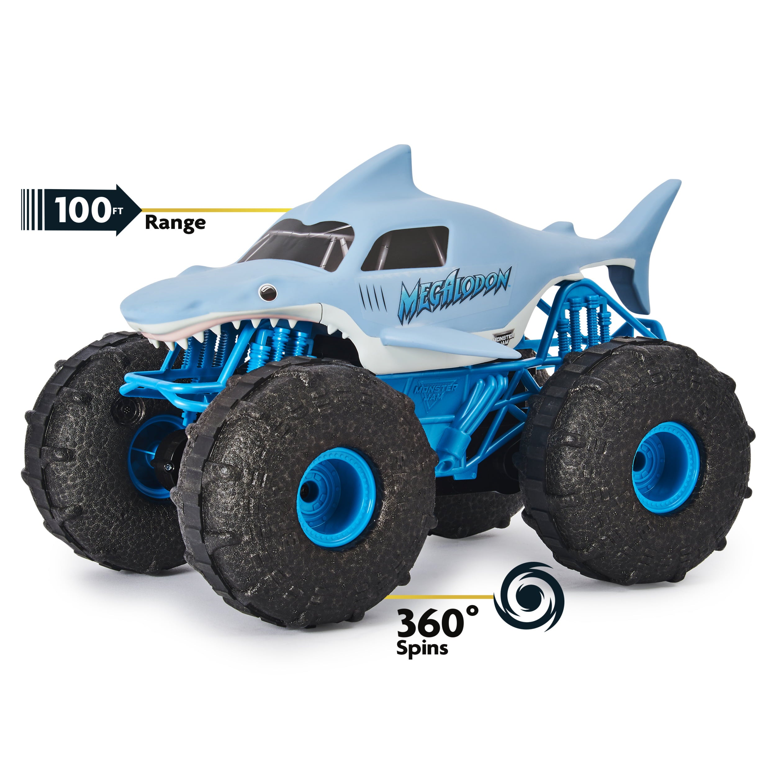 Monster Jam， Official Megalodon Storm All-Terrain Remote Control Monster Truck Toy Vehicle， 1:15 Scale