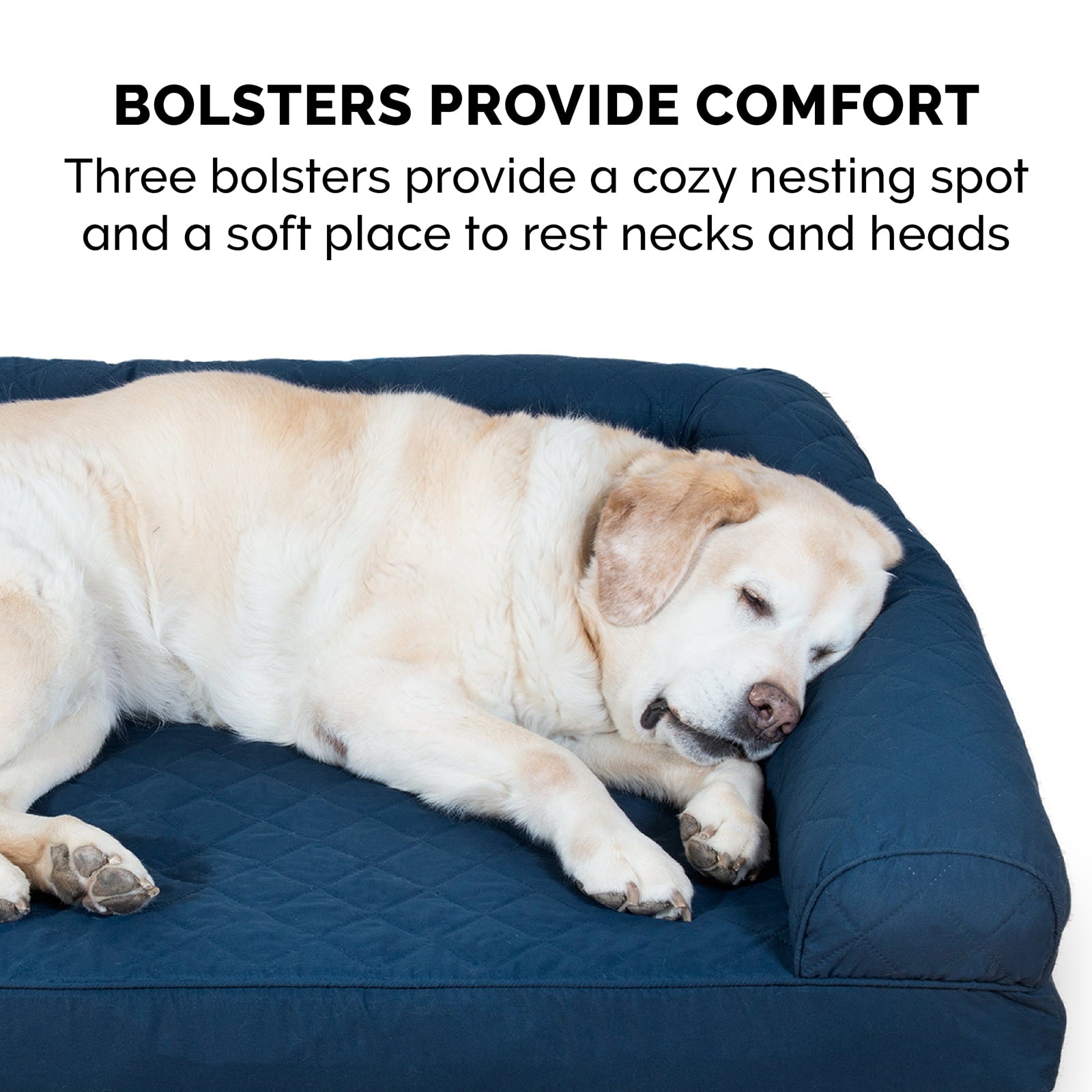 FurHaven Pet Products | Full Support Orthopedic Quilted Sofa-Style Couch Pet Bed for Dogs and Cats - Navy， Jumbo