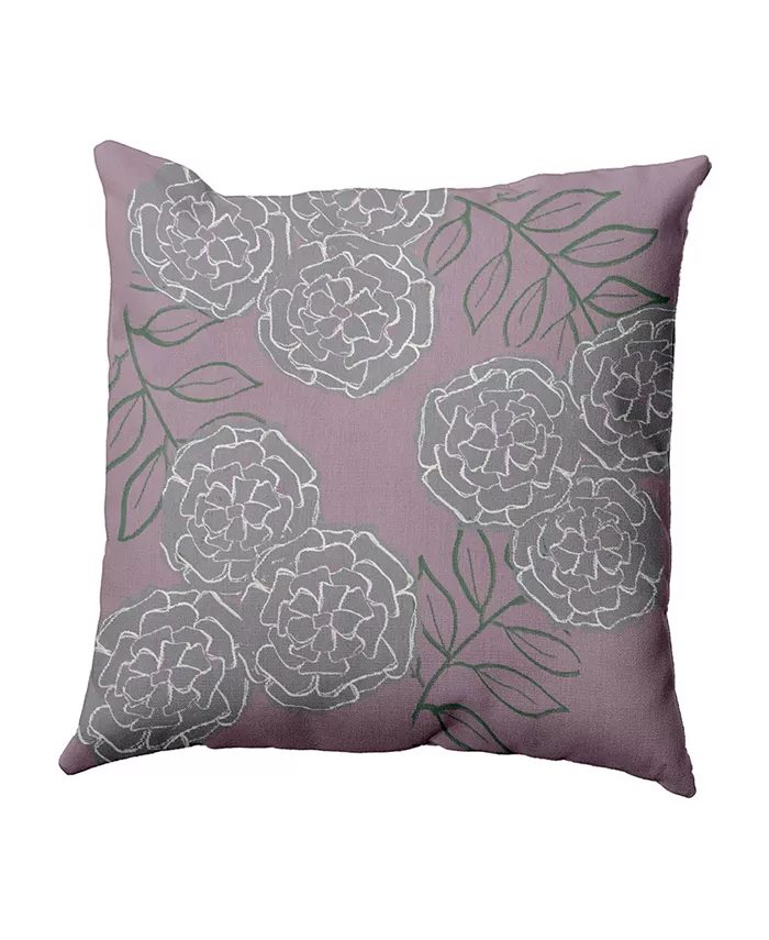 E by Design 16 Inch Light Purple and Gray Decorative Floral Throw Pillow