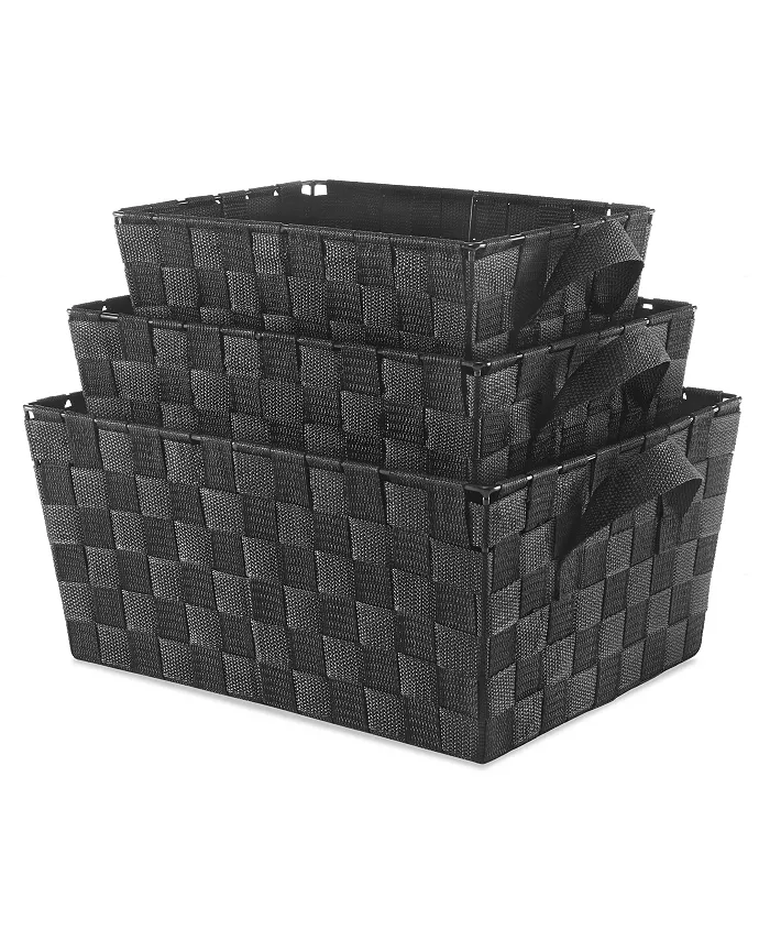 Whitmor Set of 3 Woven Strap Storage Baskets
