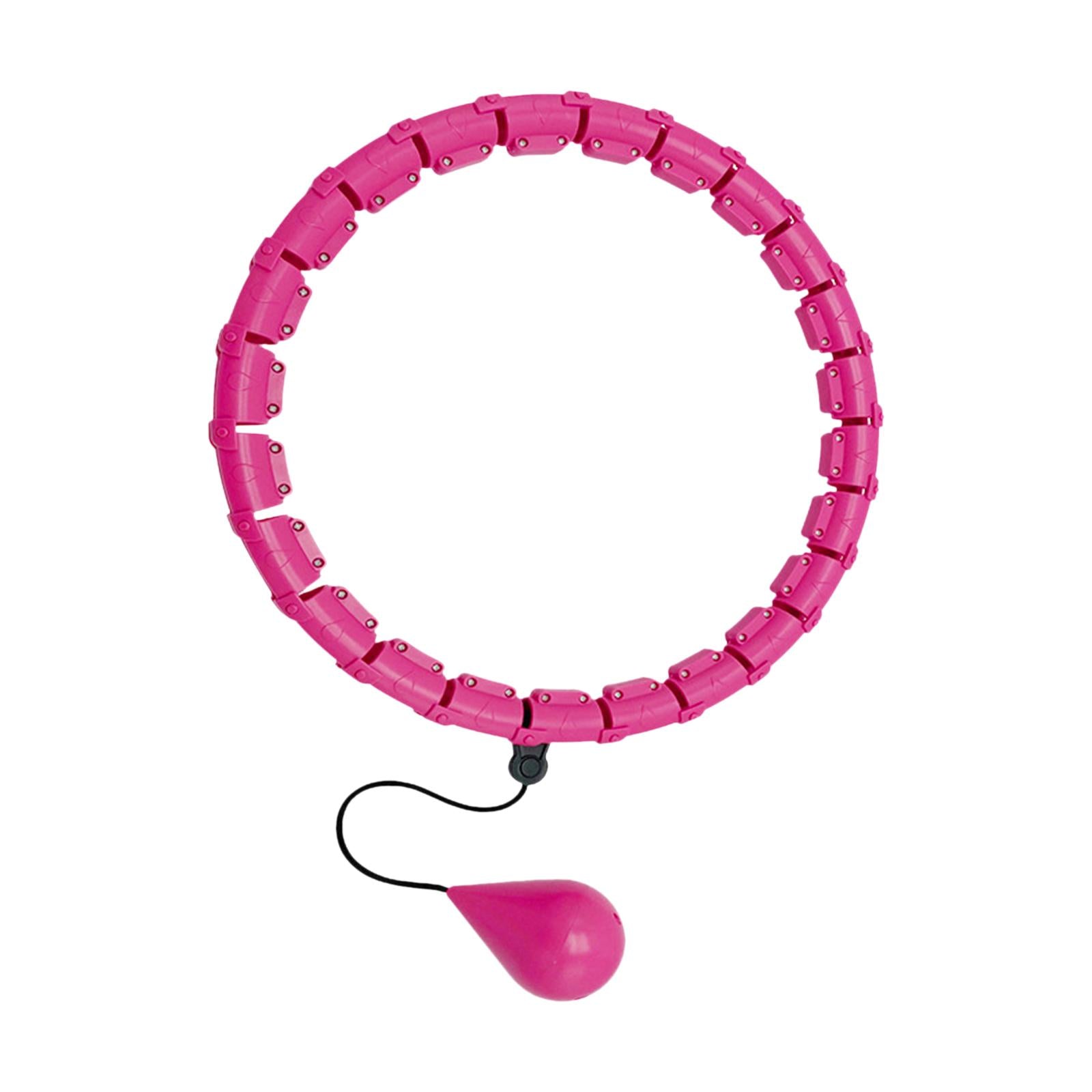 Weighted Hoops， Abdomen Fitness Exercise Massage Hoop for Adults/ ， 24 Sections Detachable Size Adjustable - Pink
