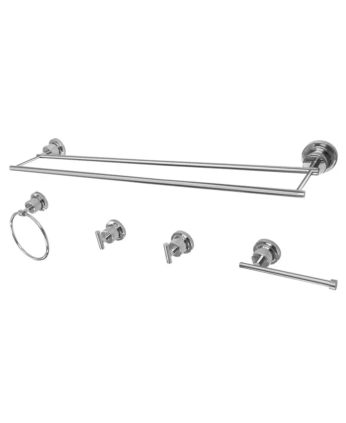 Kingston Brass Concord Dual-Towel Bar 5-Pc. Bathroom Accessory Set in Polished Chrome