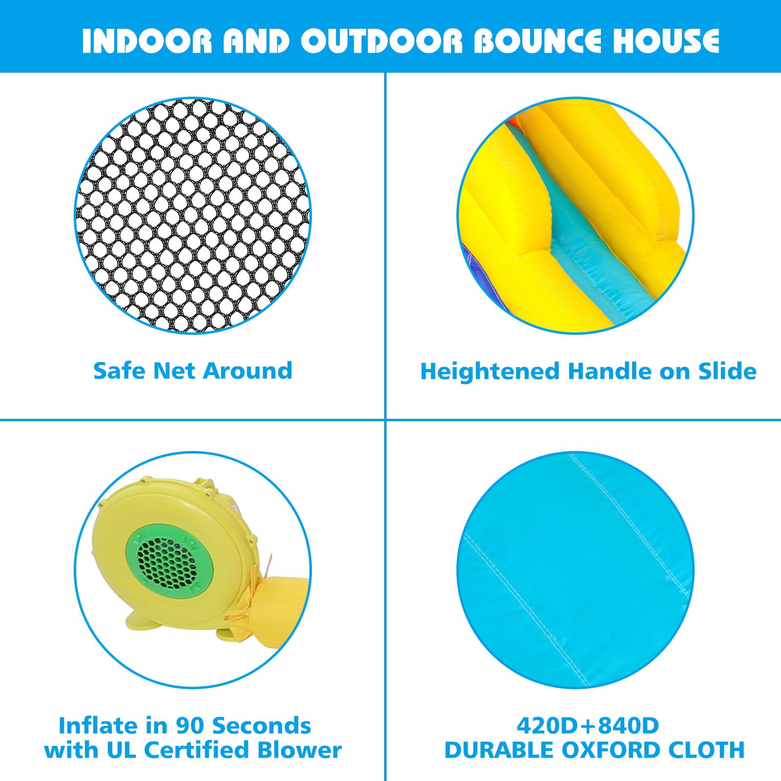 Peradix Inflatable Bounce Jumper Houses Castle Double Slide Climbing Wall Ball Pit with Blower Outdoor Indoor for Kids 3-12 Years Old