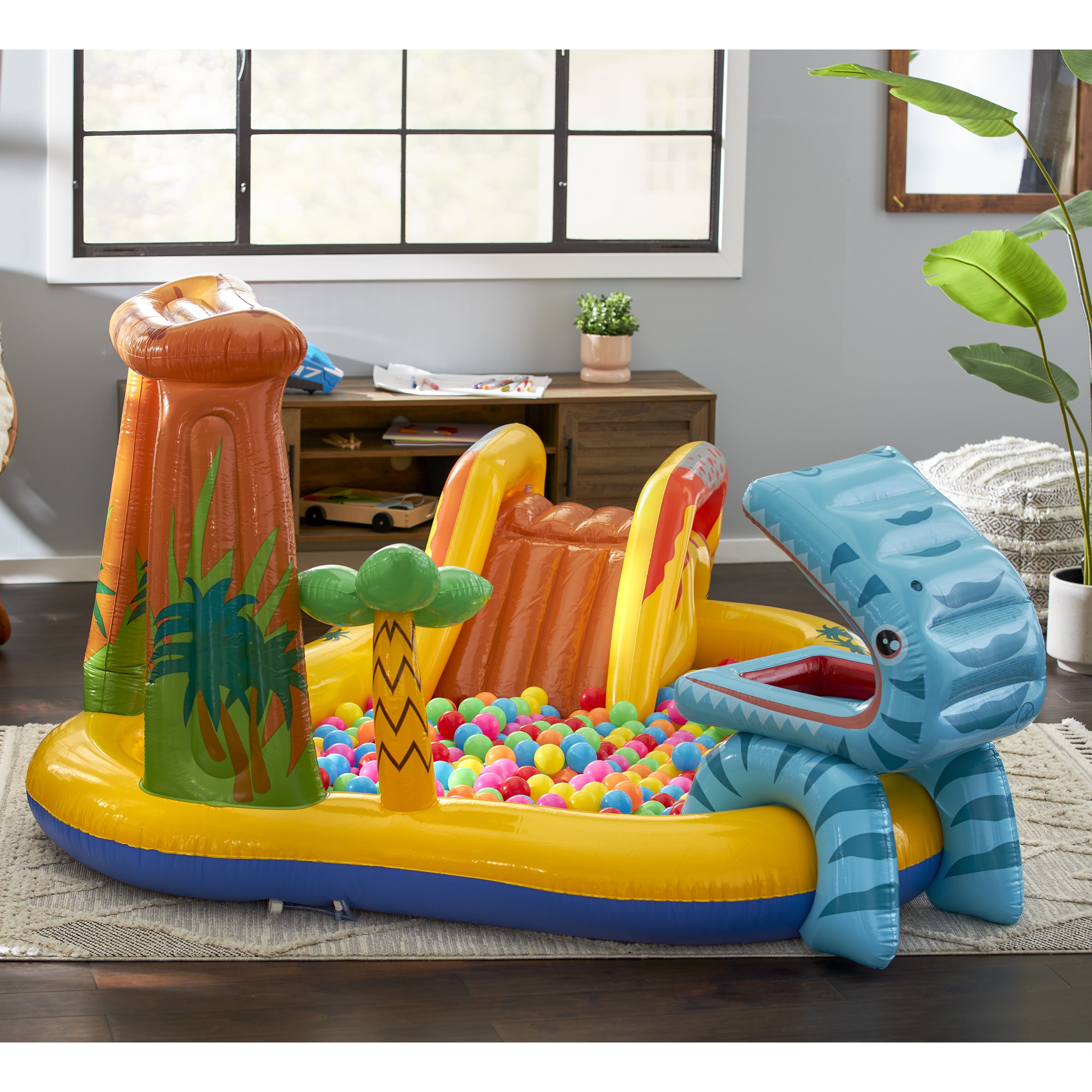 Intex 120V Electric Air Pump and Intex Inflatable Dinosaur Play Center Kids Pool
