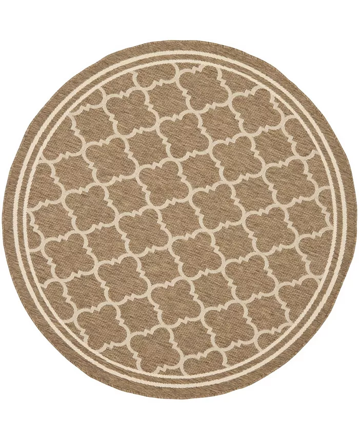 Safavieh Courtyard Brown and Bone 4' x 4' Round Outdoor Area Rug