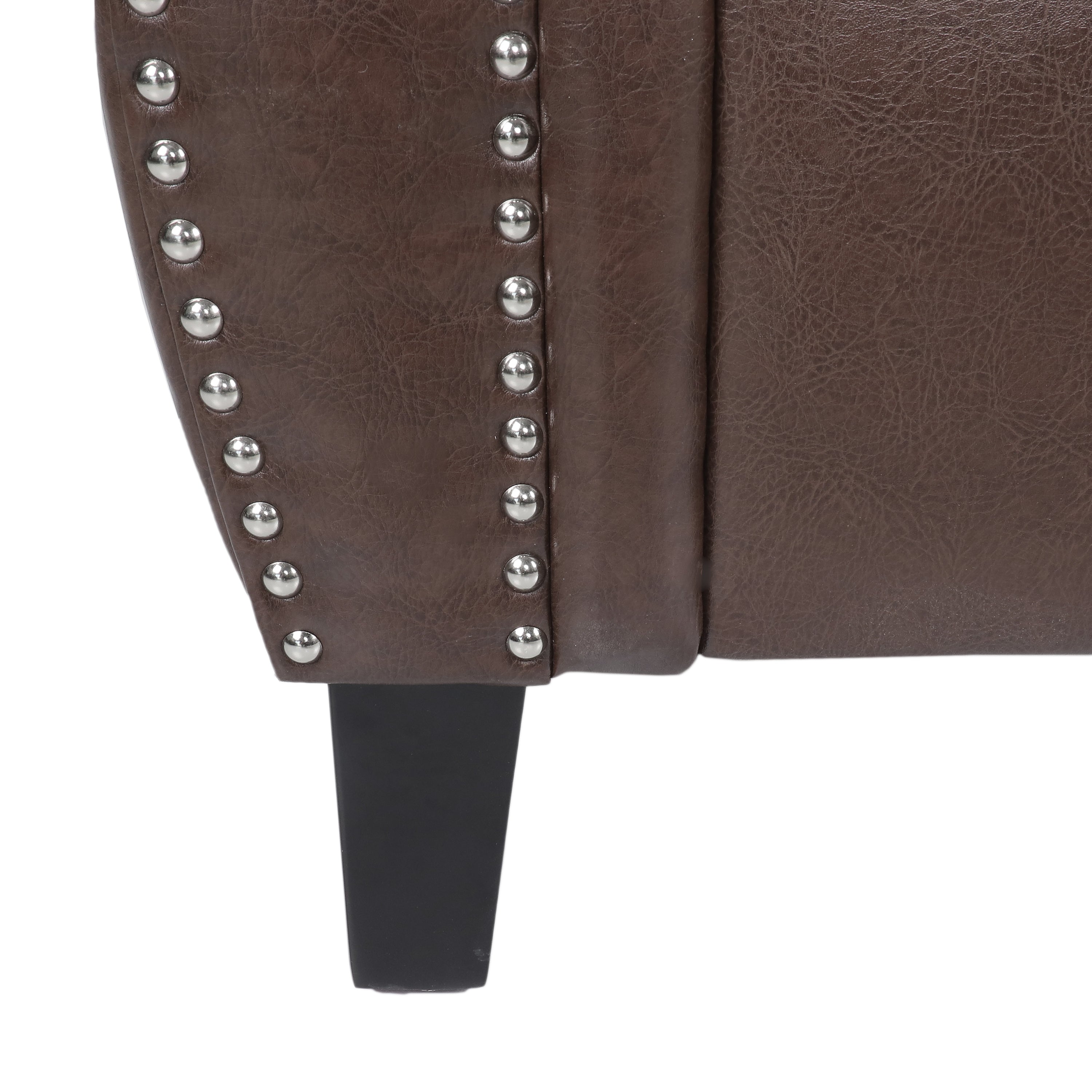 Pochelon Contemporary Faux Leather Loveseat with Nailhead Trim