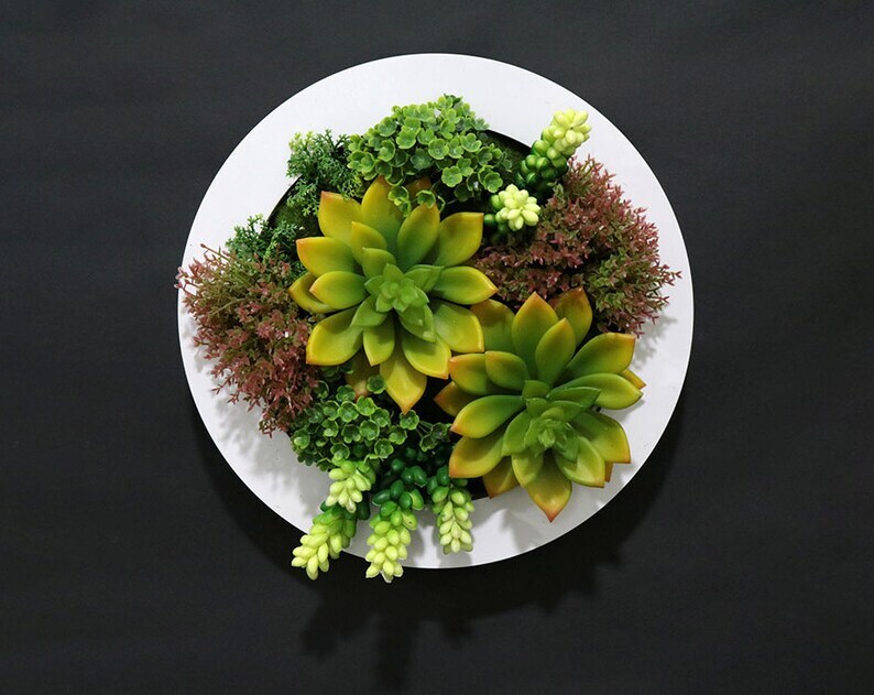 Unique Realistic 3D Rustic Faux Artificial Succulents Wall Art Handmad
