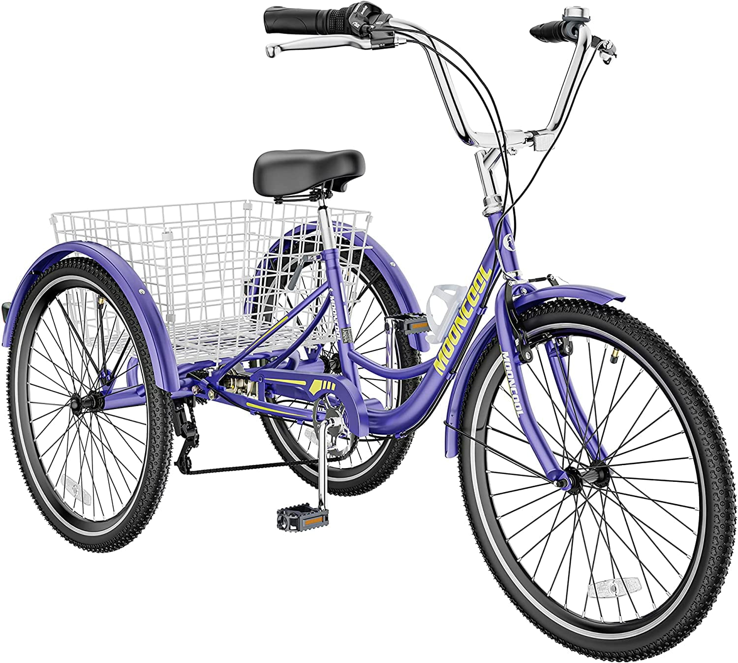 MOONCOOL Adult Tricycles 7 Speed， 16/20/24/26 inch 3 Wheel Bikes， Three-Wheeled Bicycles Cruise Trike with Shopping Basket for Seniors， Women， Men， Teenager， Kids