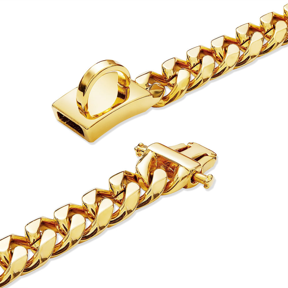 Gold Plated Stainless Steel Big Cuban Chains Dog Collar Choker Necklace for Large Medium Bulldog