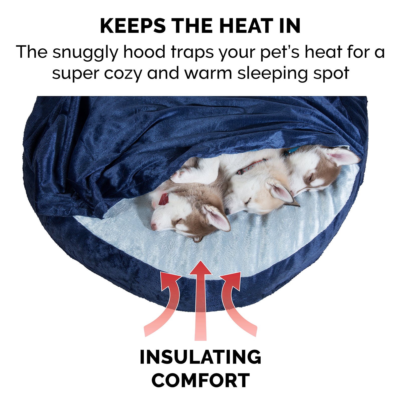 FurHaven | Orthopedic Microvelvet Snuggery Burrow Pet Bed for Dogs and Cats， Navy， 26-Inch