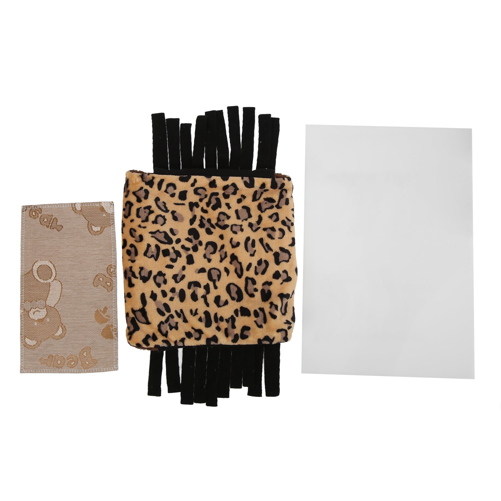 Pet Tunnel House， Shading Flannel Leopard Small Animal Hideaway Tube  For Hamster For Guinea Pig Black