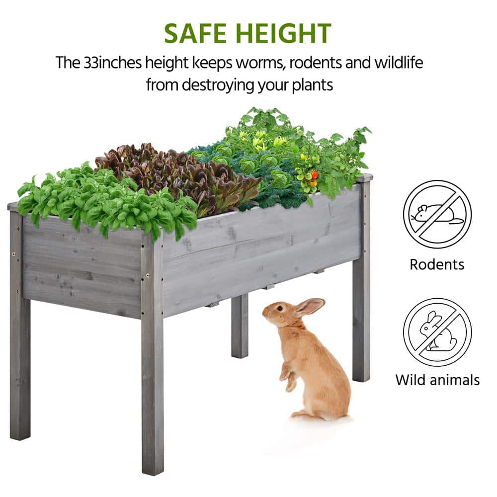Yaheetech 47.5 in. L x 23.5 in. W x 30 in. H Fir Wood Elevated Planter Raised Bed for Backyard， Patio DYyh5e0001