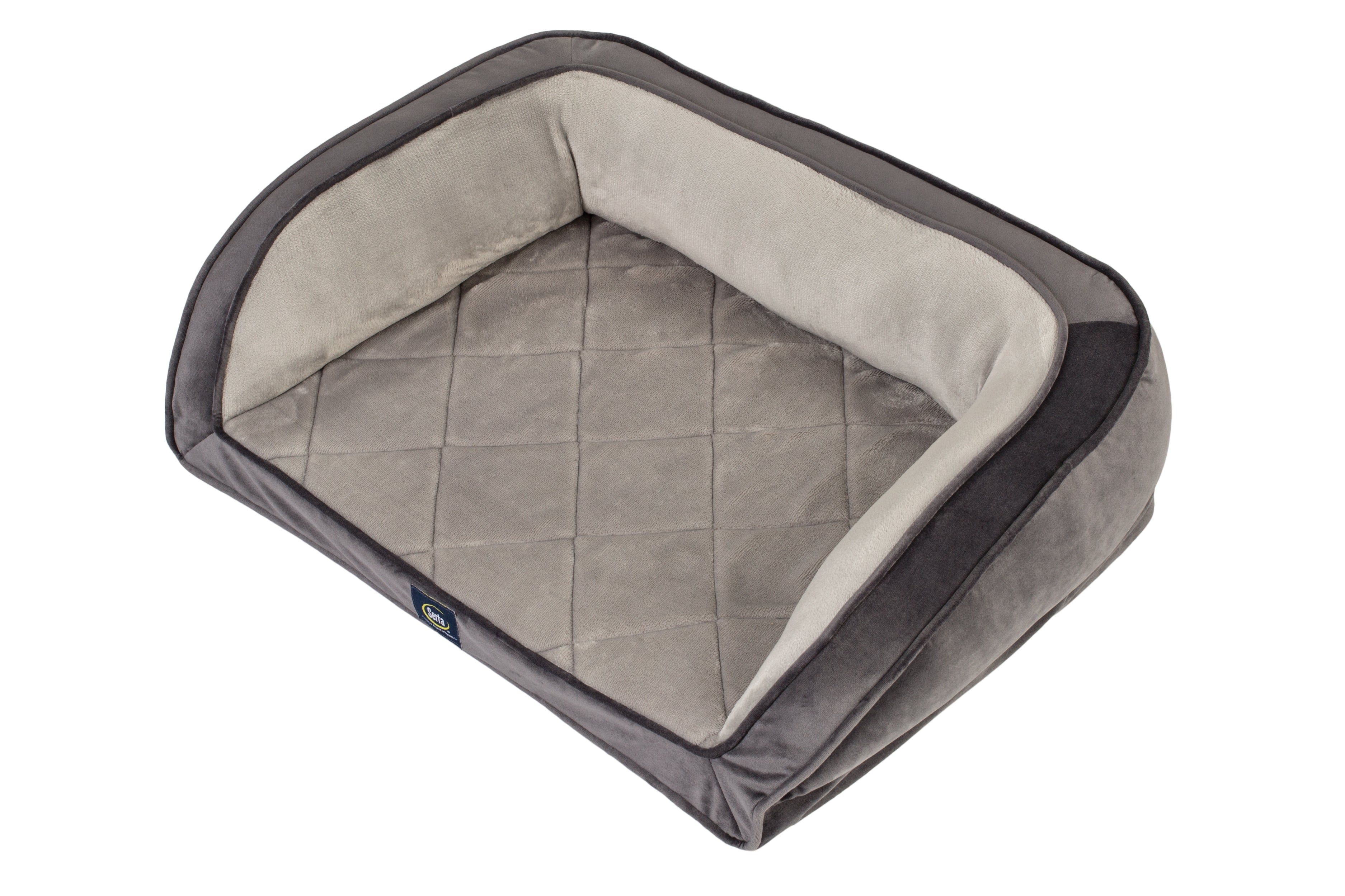 Serta Gel Memory Foam Quilted Ortho Couch Dog Bed， Small， Grey