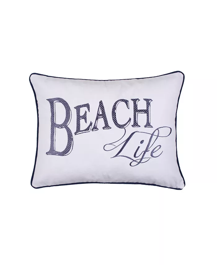 Levtex Home Indigo Tide Embroidered Decorative Pillow， 18