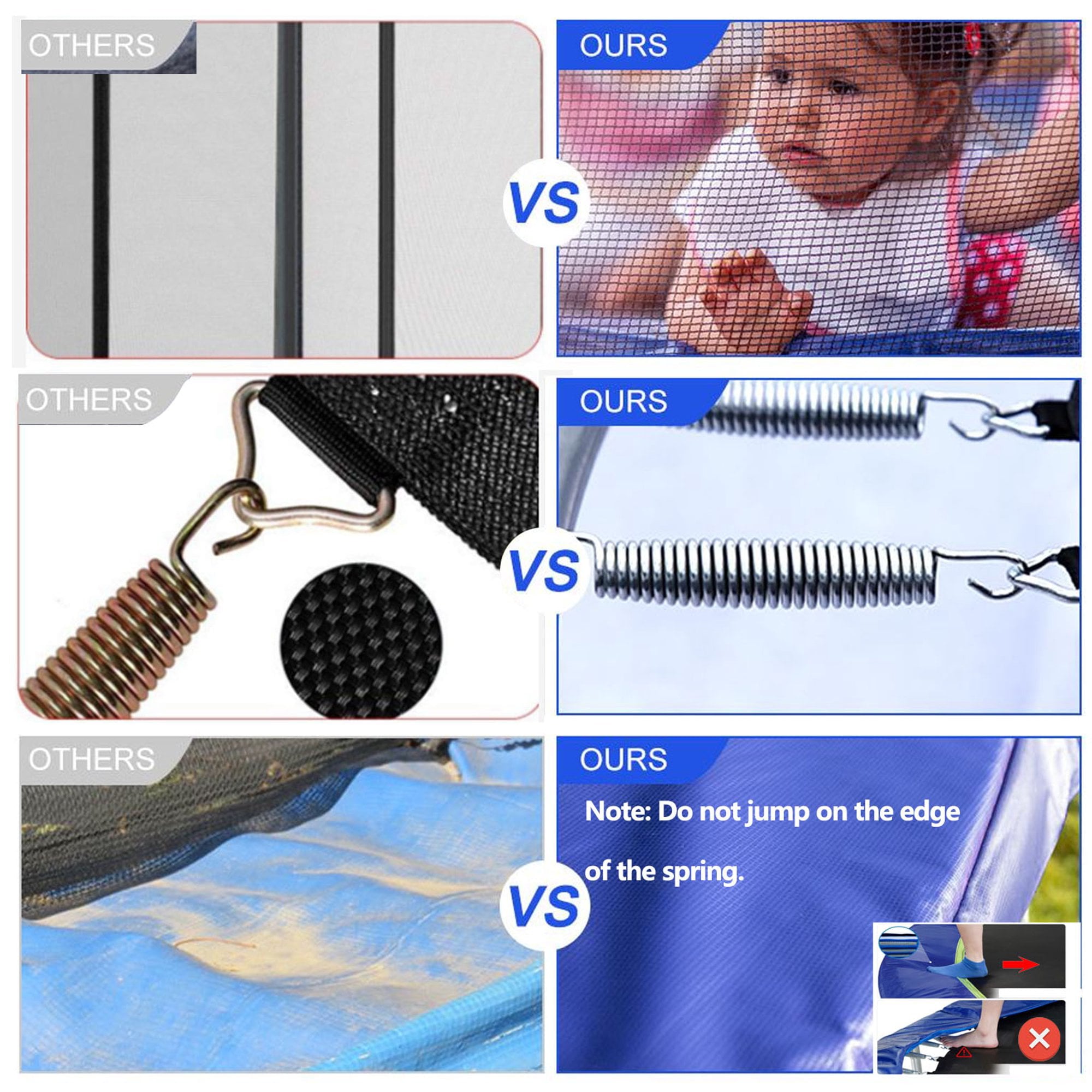 SKONYON 10 FT Trampoline with Safe Enclosure Net 680 lbs Outdoor Fitness Trampoline with Waterproof Jump Mat Ladder