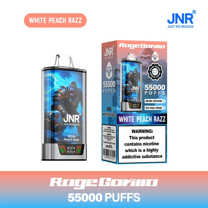 💨 JNR Rage Gorilla – Einweg-Vape mit 55000 Zügen, Dual-Mesh-Coil, Smart-Display & Typ-C-Schnellladefunktion 🐒⚡💨