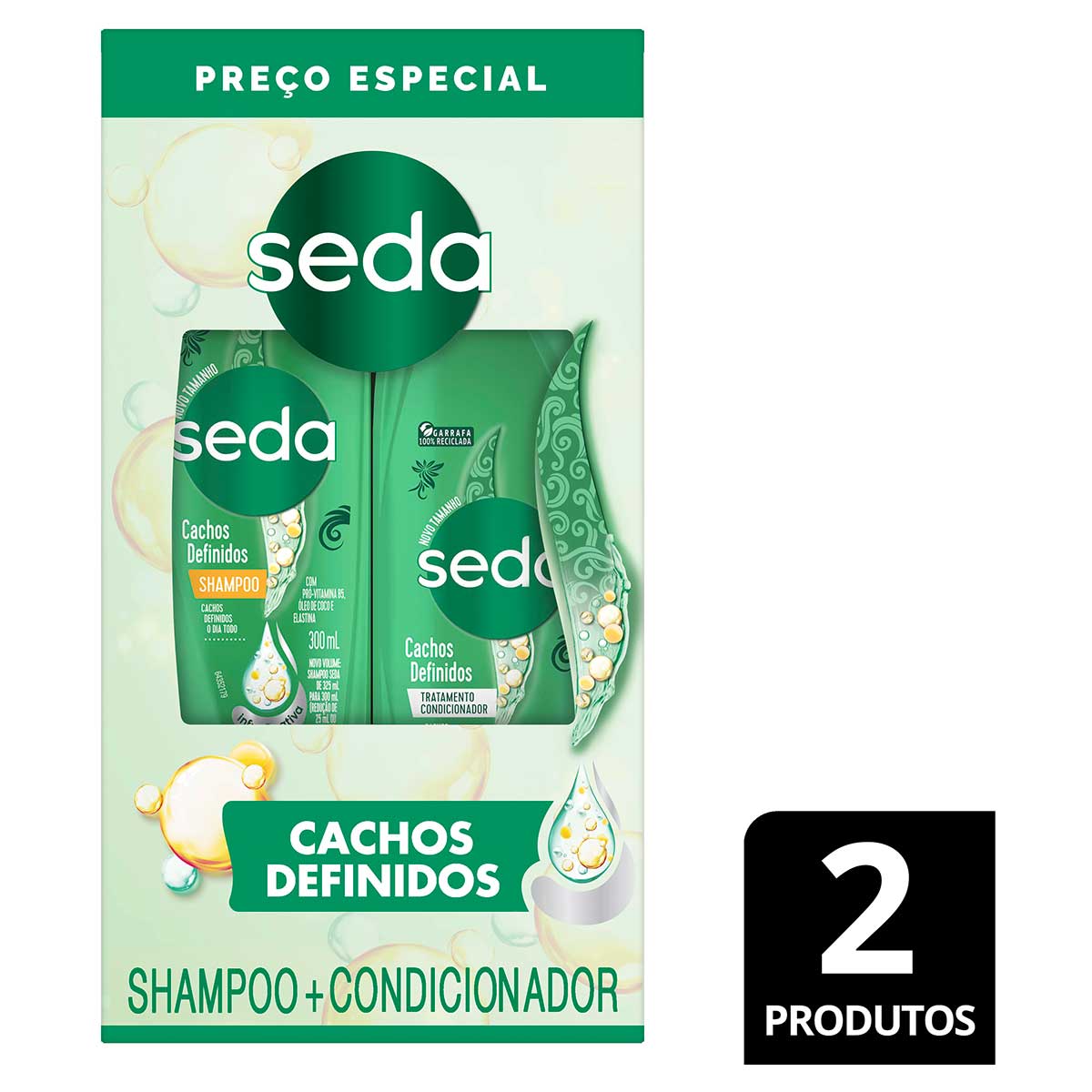 Kit Shampoo 300ml + Condicionador 190ml Seda Cachos Definidos