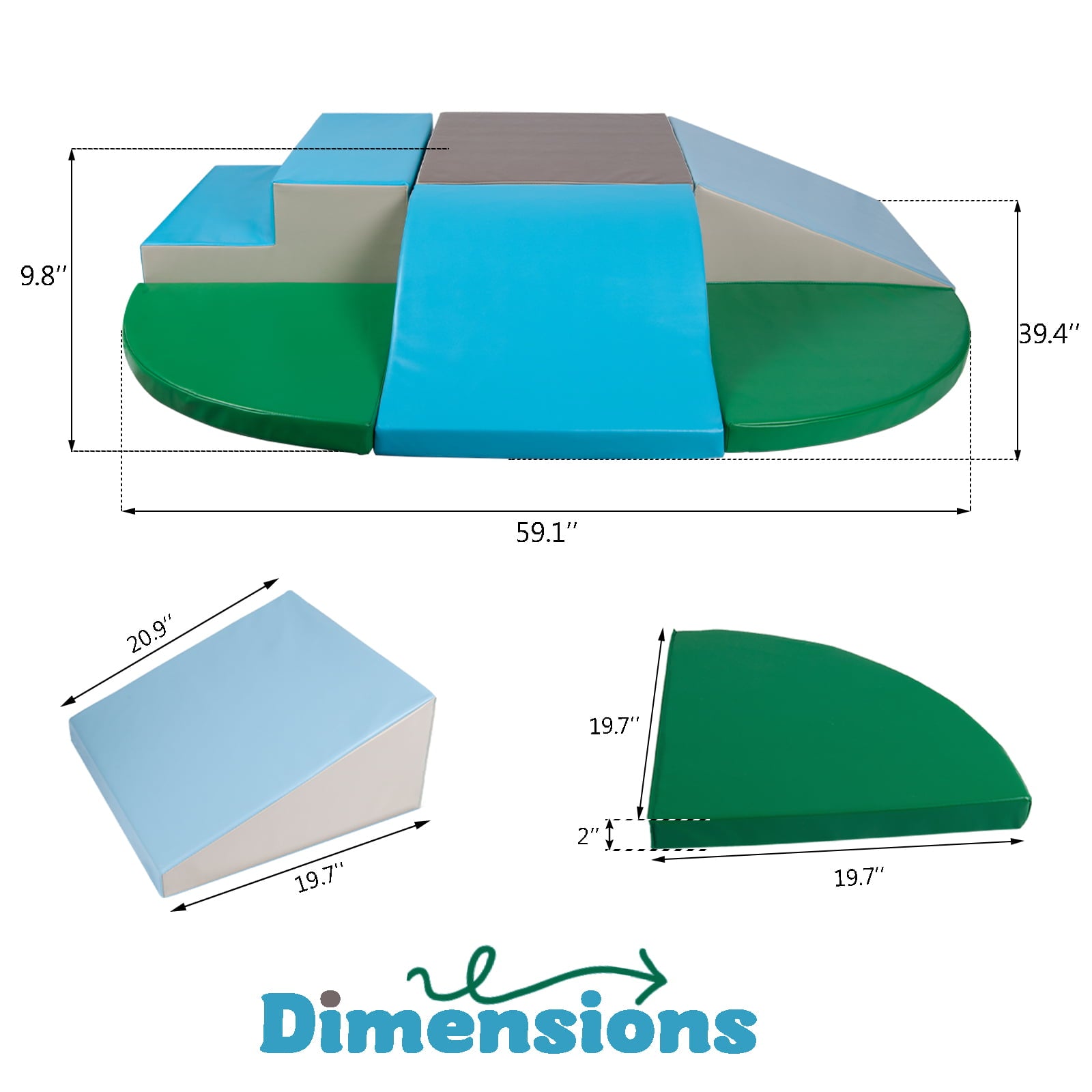Polar Aurora 6-Piece Soft Foam Corner Climber with Slide Crawl Foam Play Set for Toddlers 1-3 Babies